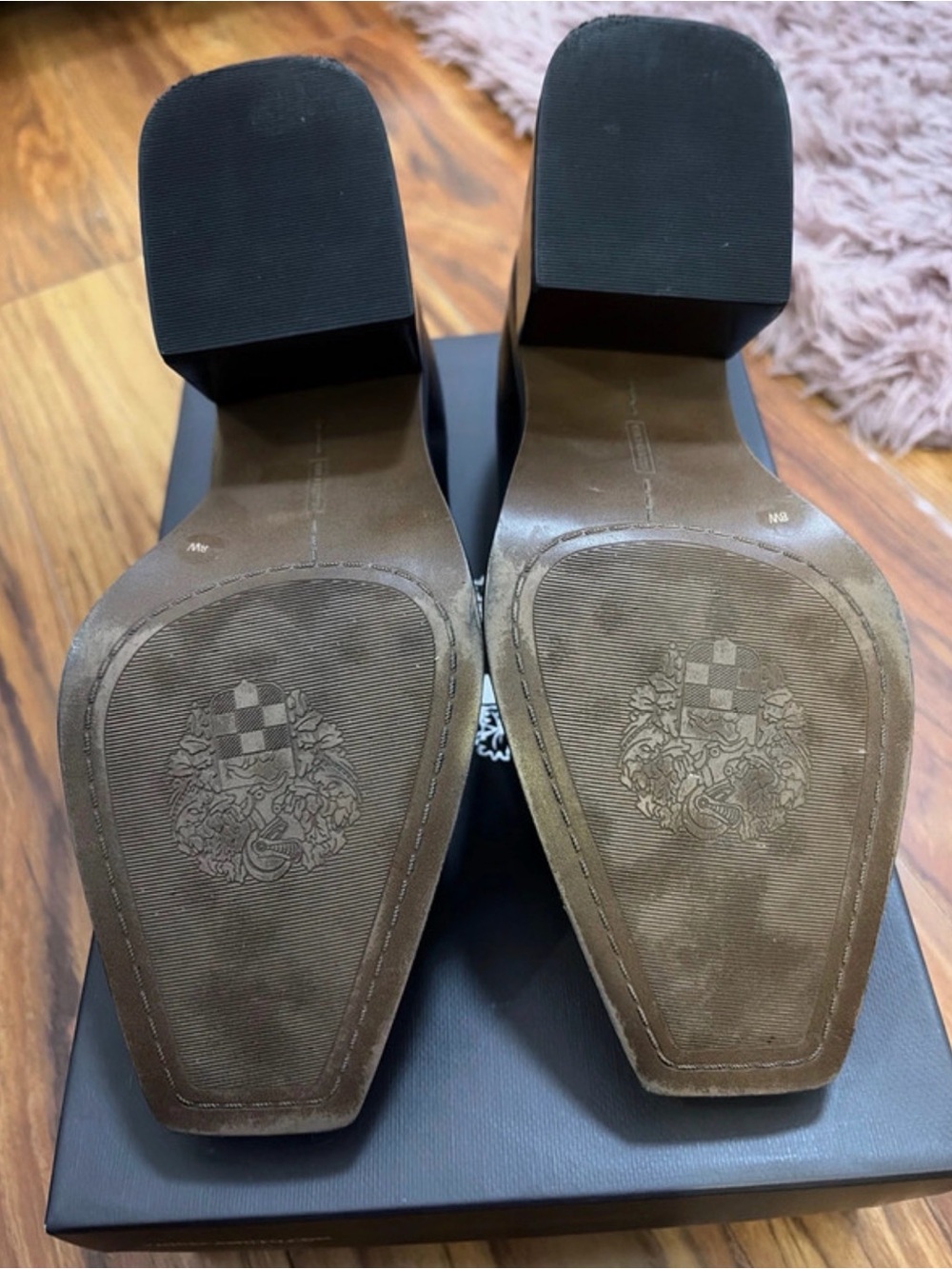 Vince Camuto Black Leather Square-Toe Slip-On Loafers - Picture 4 of 5